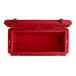 A red CaterGator outdoor cooler with the lid open.