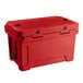 A red CaterGator outdoor cooler with black handles.