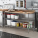 Regency chrome shelving on a wooden counter.