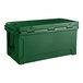 A CaterGator hunter green outdoor cooler with black handles.