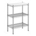 A Regency chrome metal shelving unit with removable white shelves.