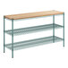 A green metal Regency 3-shelf kit with removable wooden shelves.