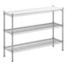 A metal Regency shelving unit with white plastic shelves.