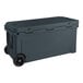 A large grey CaterGator outdoor cooler with wheels.