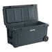 A large grey plastic CaterGator cooler with wheels.