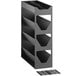 A black metal ServSense countertop organizer with 5 sections.