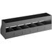 A black metal ServSense countertop organizer with six sections.