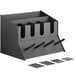 A black metal ServSense countertop organizer with 11 sections.
