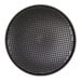 A black round HS Inc. Pizza Pleezer tray with holes.