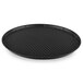 A black round tray with small holes.