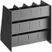 A black metal ServSense countertop condiment organizer with 11 sections.