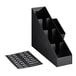 A black plastic ServSense countertop organizer with 5 sections.