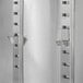 A silver rectangular Regency midshelf with two shelves and a handle.