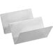 A stainless steel American Metalcraft taco holder with 1 or 2 compartments.