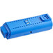 A blue rectangular Lavex stick vacuum battery with a hole in it.