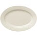 A white Libbey Porcelain oval platter with a wide white rim.