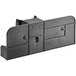 A black metal Lavex wall bracket for stick vacuums.