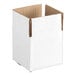 A white Lavex cardboard shipping box with a cut out top.