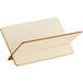 A wooden Tablecraft taco holder with a cut out edge.