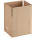 A Lavex kraft cardboard shipping box with a cut out top.