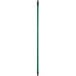 A long green metal pole with a black handle.