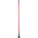 A long red Lavex metal mop handle with black jaw style pieces.