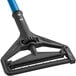 A blue Lavex mop handle with a quick release feature.