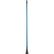 A blue metal Lavex mop handle with a black jaw style handle.