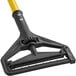 A black and yellow Choice 57" Quick Release Metal Mop Handle