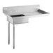 A Regency stainless steel dishtable with a right drainboard on a counter.