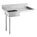 A Regency stainless steel undercounter dishtable with a right drainboard over two sinks.