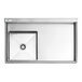 A Regency stainless steel undercounter dishtable with a right drain.
