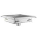 A silver stainless steel Regency floor sink with a drain on top.