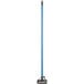 A blue metal mop handle with a quick release on a white background.