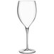 A close-up of a Luigi Bormioli Magnifico wine glass with a long stem.