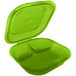 a green plastic container with a lid