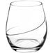 A Luigi Bormioli stemless wine glass with a spiral design.