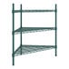 A green metal Regency triangle 3-shelf kit.