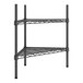 A black metal shelf with two shelves.