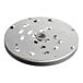 A Robot Coupe grating and shredding disc, a circular metal plate with holes.