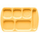 GET TR-151 Bright Yellow Melamine 10 inch x 15 1/2 inch Right Hand 6 Compartment Tray - 12/Pack