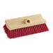 A red and beige Lavex bi-level floor scrub brush.