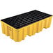 a yellow and black plastic container