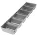 A Chicago Metallic metal tray with six rectangular bread loaf compartments.
