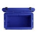 A navy blue CaterGator outdoor cooler with the lid open.