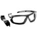 Honeywell Uvex Tirade Anti-Fog Sealed Safety Glasses with black frames.