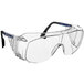 Honeywell Ultra-Spec OTG safety glasses with clear lenses and blue trim.