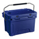 A navy blue CaterGator outdoor cooler with a handle.