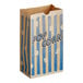 A Bagcraft Packaging EcoCraft popcorn bag with a blue and white striped pattern.