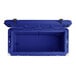 A navy blue CaterGator outdoor cooler with the lid open.